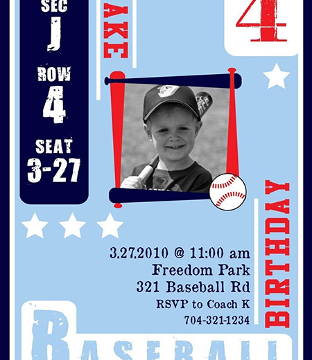 Baseball Card Birthday Party Printable Invitation